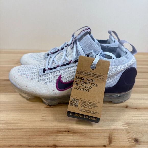 Nike Air Vapormax 2021 FK Flyknit shoes youth 6Y Women 7.5 Grey Hot Fuchsia - Picture 3 of 8